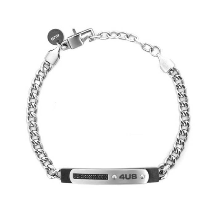 Bracciale Uomo 4US Cesare Paciotti Acciaio Nero Zirconi Neri 4UBR8600