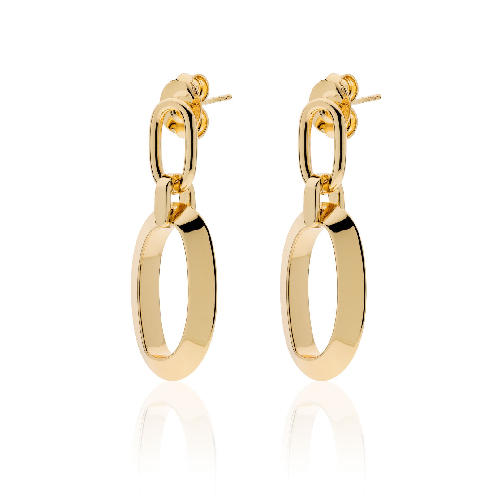 Orecchini Donna Unoaerre Bronzo Dorato Con Maglia Ovale E Triangolare 532027