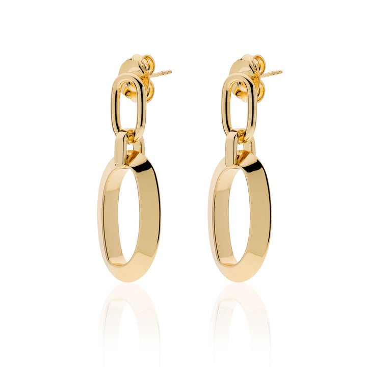 Orecchini Donna Unoaerre Bronzo Dorato Con Maglia Ovale E Triangolare 532027