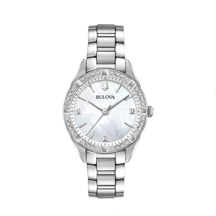 Orologio Donna Bulova Quarzo Solo Tempo Sutton Acciaio Madreperla Diamanti 96R228