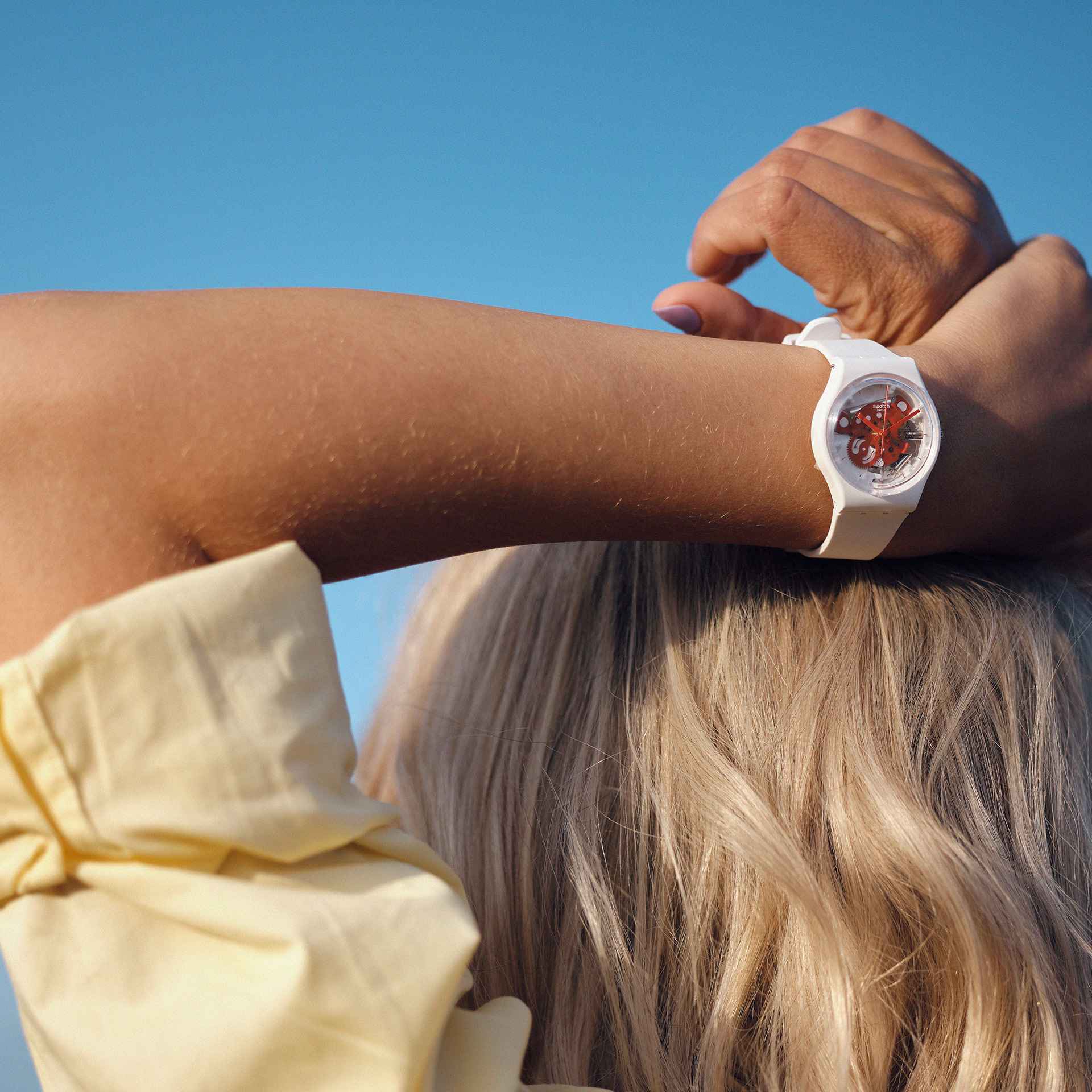 Orologio Uomo Swatch Quarzo Solo Tempo Bioceramic Scheletrato Rosso SO31W104