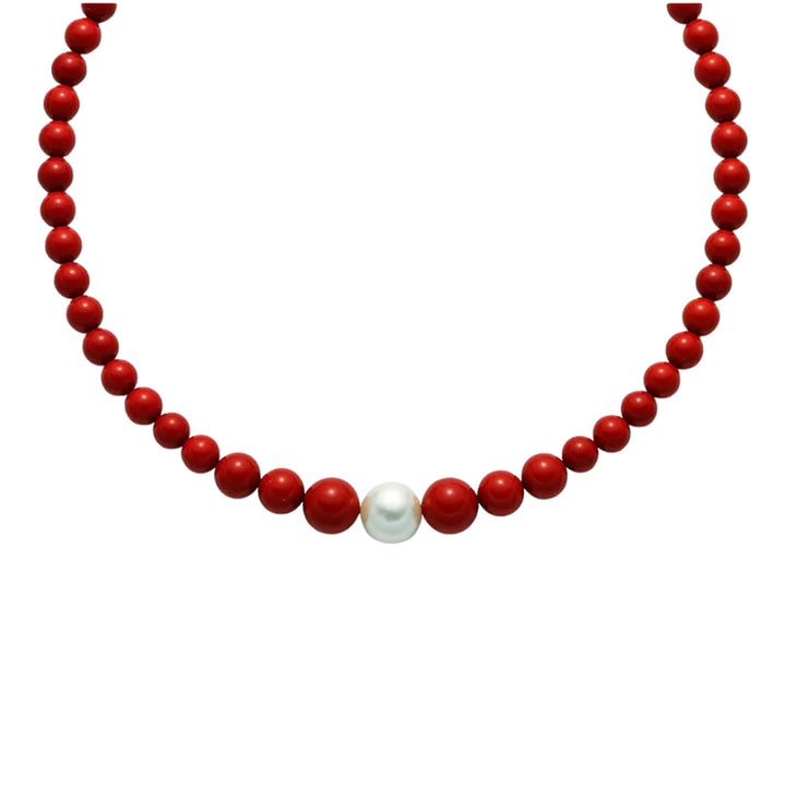 Collana Donna Miluna Argento 925 Perle Pasta Corallo Rosso Terra E Mare PCL5321
