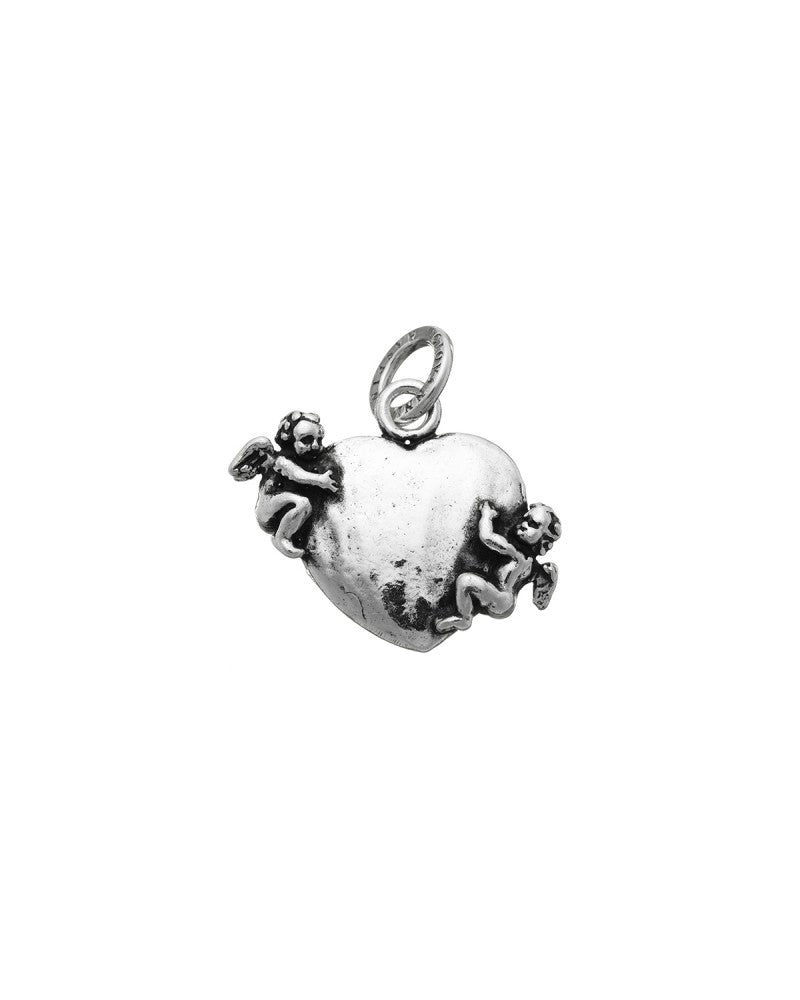 Charm Donna Giovanni Raspini Argento 925 Cuore Ed Angeli Realizzato A Mano 06097