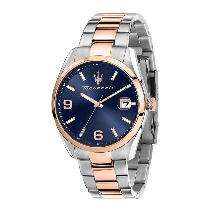 Orologio Uomo Maserati Acciaio Bicolore Quarzo Solo Tempo Data Blu R8853151006