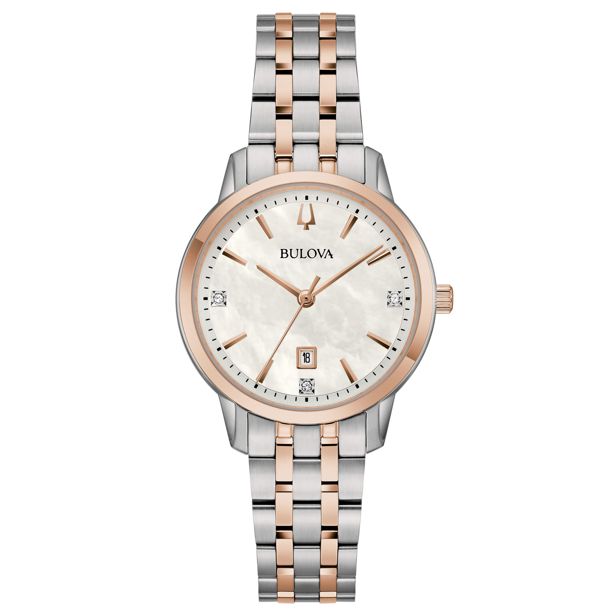 Orologio Donna Bulova Quarzo Solo Tempo Sutton Lady Acciaio Bicolore Diamanti 98P213