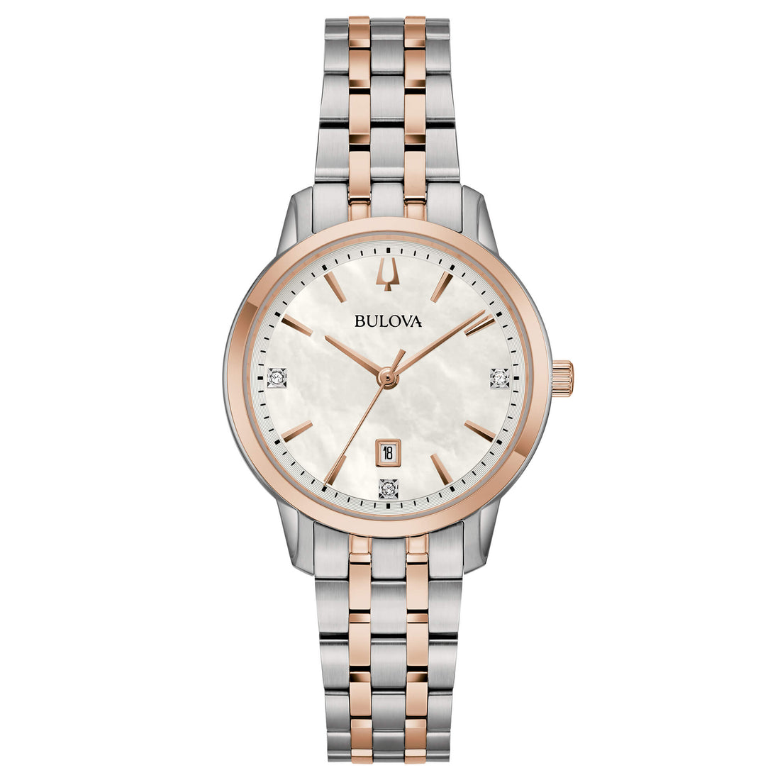 Orologio Donna Bulova Quarzo Solo Tempo Sutton Lady Acciaio Bicolore Diamanti 98P213