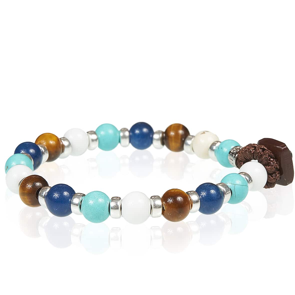 Bracciale Unisex Gerba Argento 925 Elastico Pietre Blu Turchese COD.099