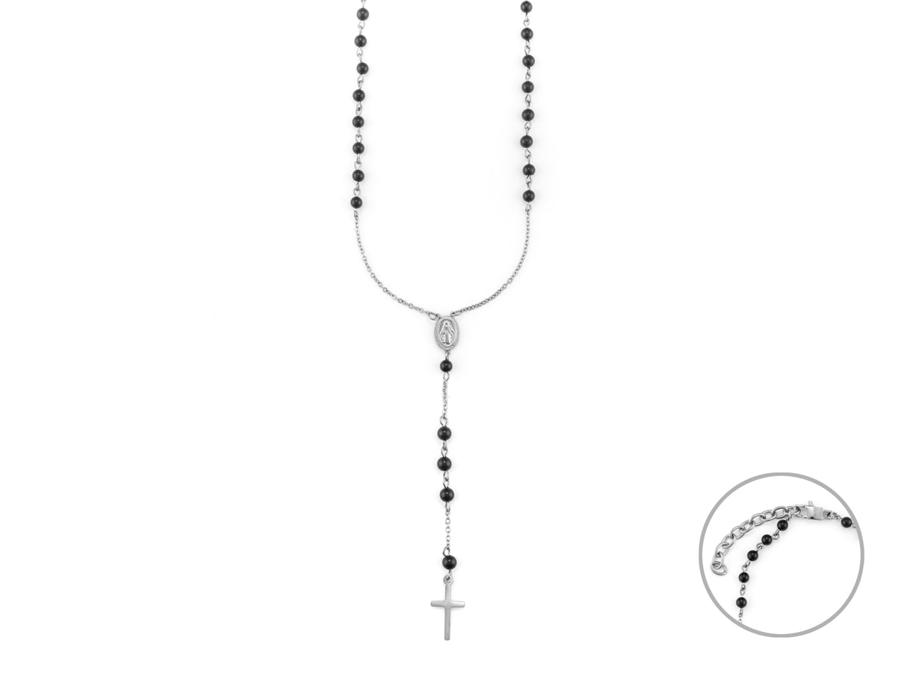 Collana Uomo Acciaio 4US Cesare Paciotti Rosario Biglie nere 4UCL7359