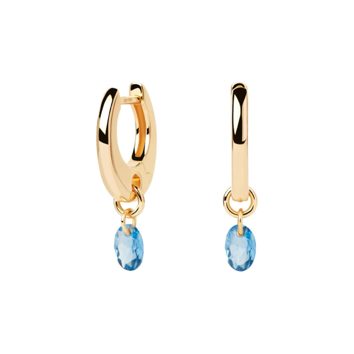 Orecchini Donna PDPaola Argento Dorato 925 Con Zircone Azzurro  AR01-B94-U