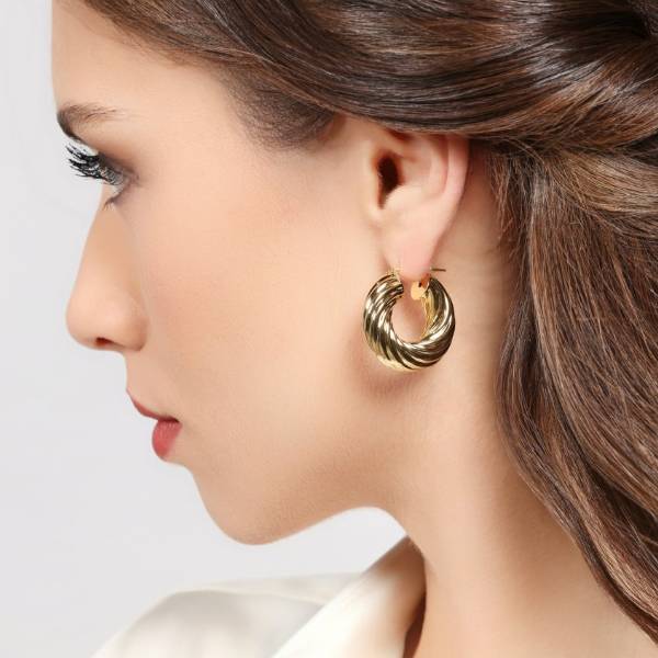 Orecchini Donna Unoaerre Bronzo Cerchio Torchon Dorato 587421