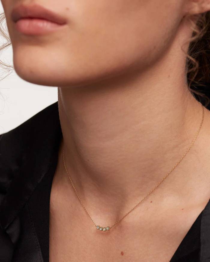 Collana Donna PDPaola Argento Dorato 925 Zirconi Verdi CO01-367-U