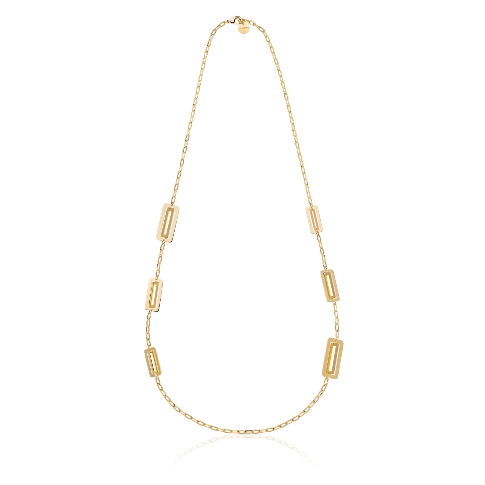 Collana Donna Unoaerre Bronzo Dorato Lucido Catena Maglia Rettangolare Mis 60 cm 555861