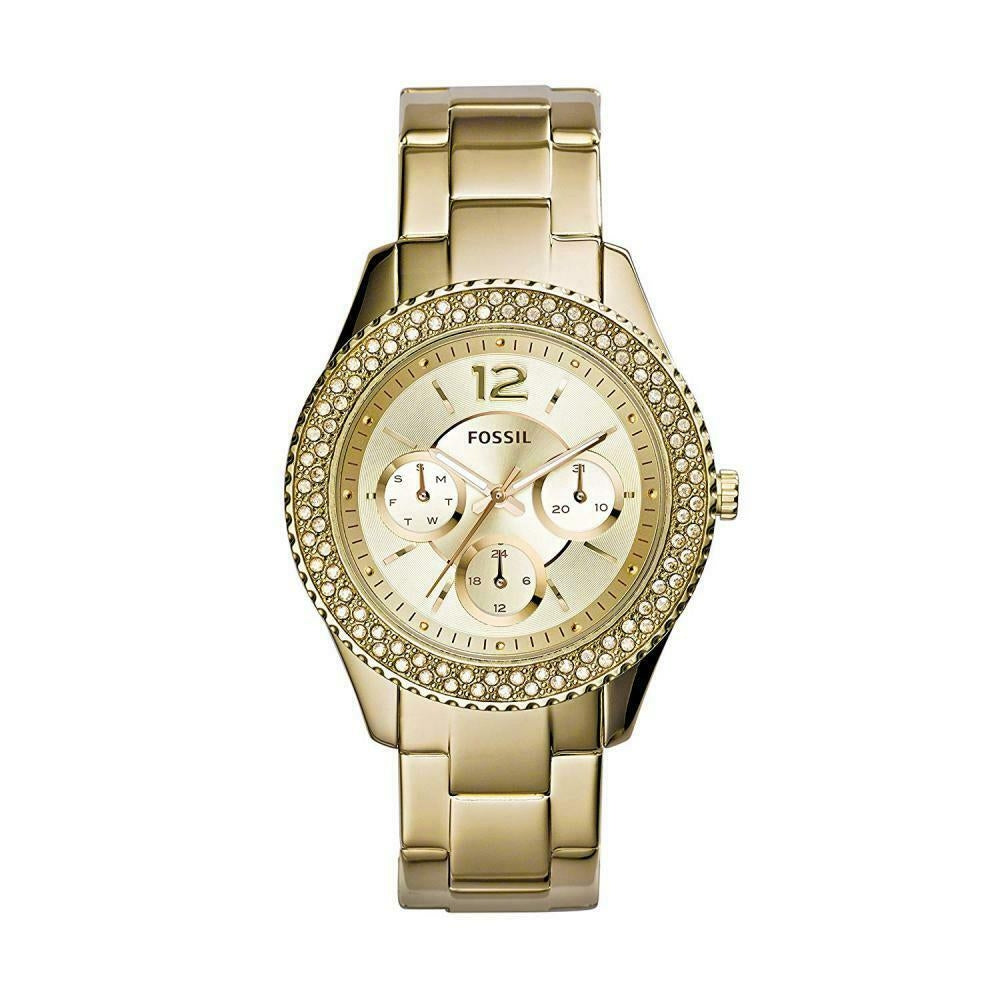 Orologio Donna Fossil Acciaio Dorato Con Ghiera Zirconata Multifunzione ES3589