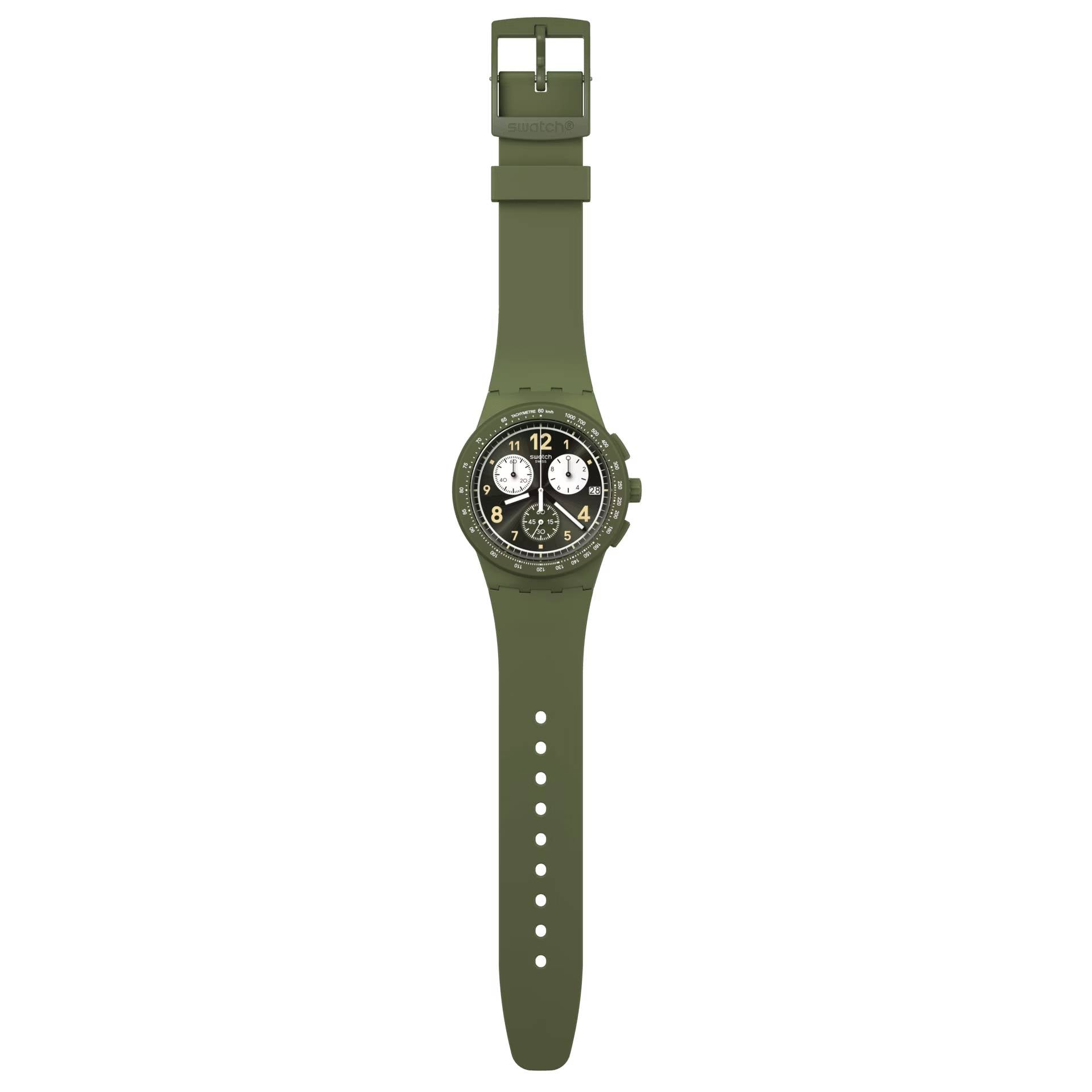 Orologio Unisex Swatch Nothing Basic About Green Quarzo Cronografo Data SUSG406