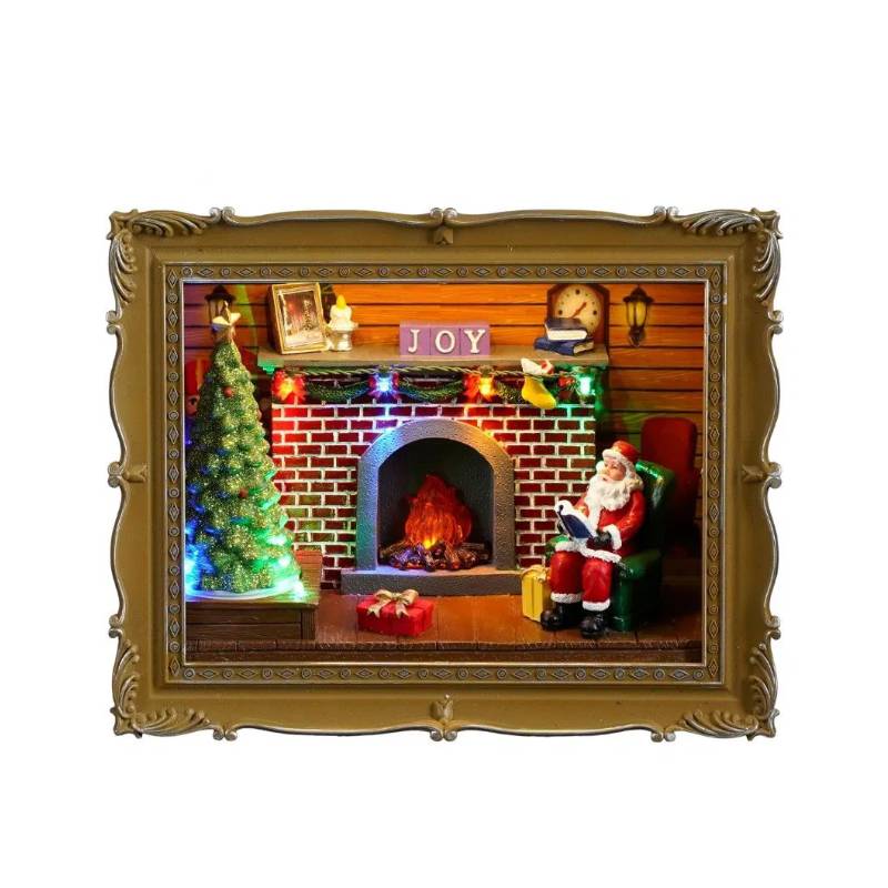 Quadro Di Natale Luville Babbo Natale Camino Luci 1171039