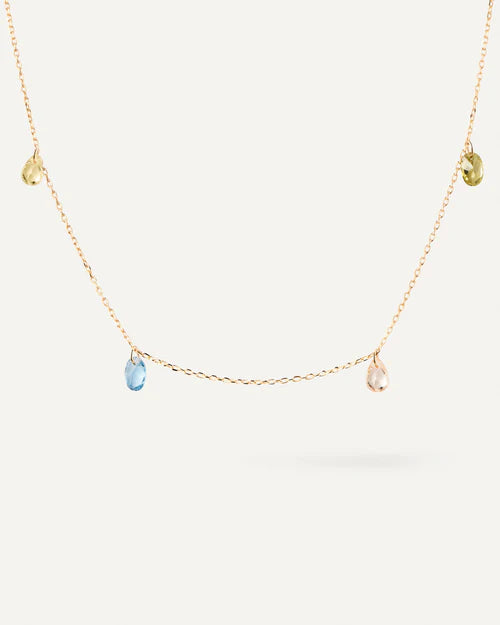 Collana Donna PDPaola Argento Dorato 925 Zircone Verde Blu CO01-866-U
