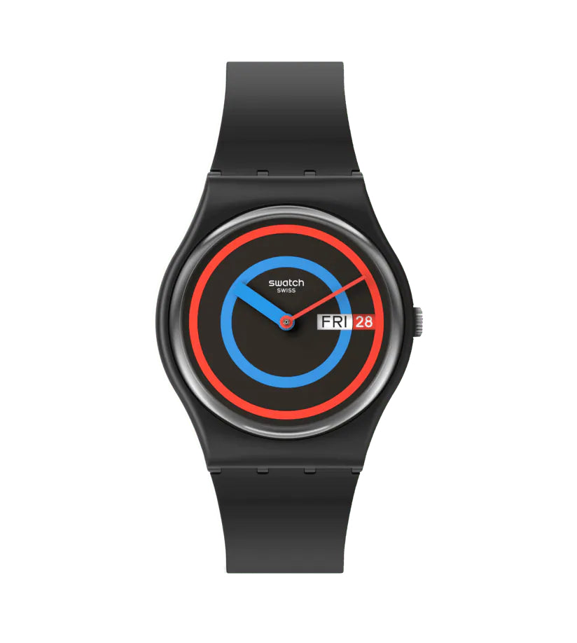Orologio Donna Bambino Swatch Bioceramic Cerchi Nero Quarzo Doppia Data SO28B706