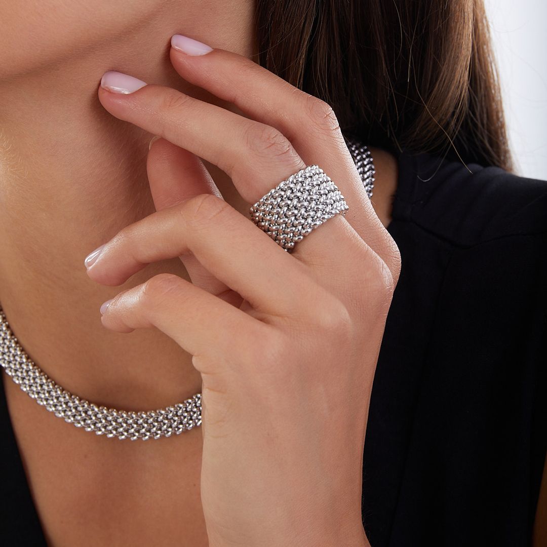 Anello Donna Unoaerre Argento 925 Lucido Fascia Chicco Di Riso 509545