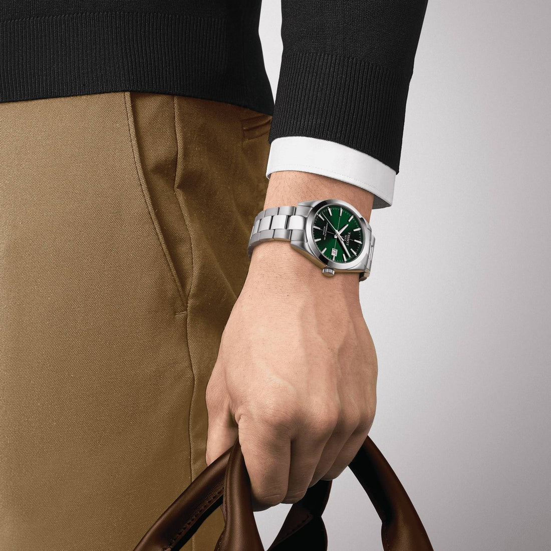 Orologio Uomo Tissot Acciaio Automatico Gentelman Powermatic 80 Verde T1274071109101