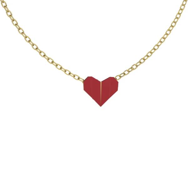 Collana Bambina Nanàn Argento 925 Dorato Origami Cuore Rosso NAN0730
