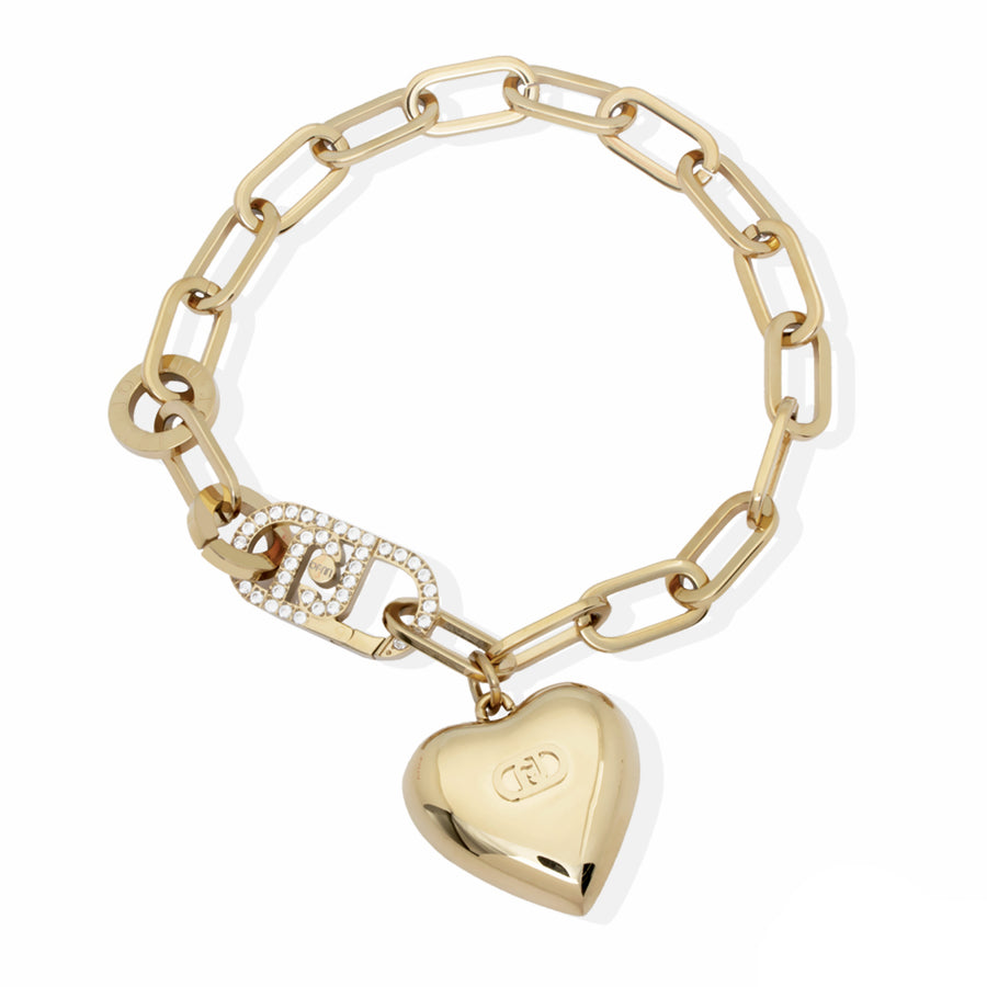 Bracciale Donna Liu Jo Acciaio Dorato Cuore Logo Catena LJ2792
