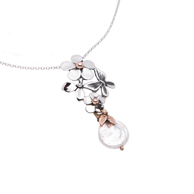 Collana Donna Nemoris Argento 925 Ciondolo Fiori Perla Primavera BCF07