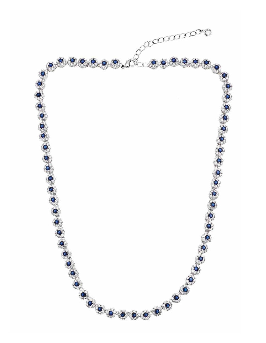 Collana Donna Ottaviani Bronzo Argentato Tennis Zirconi Bianchi Blu 500765C
