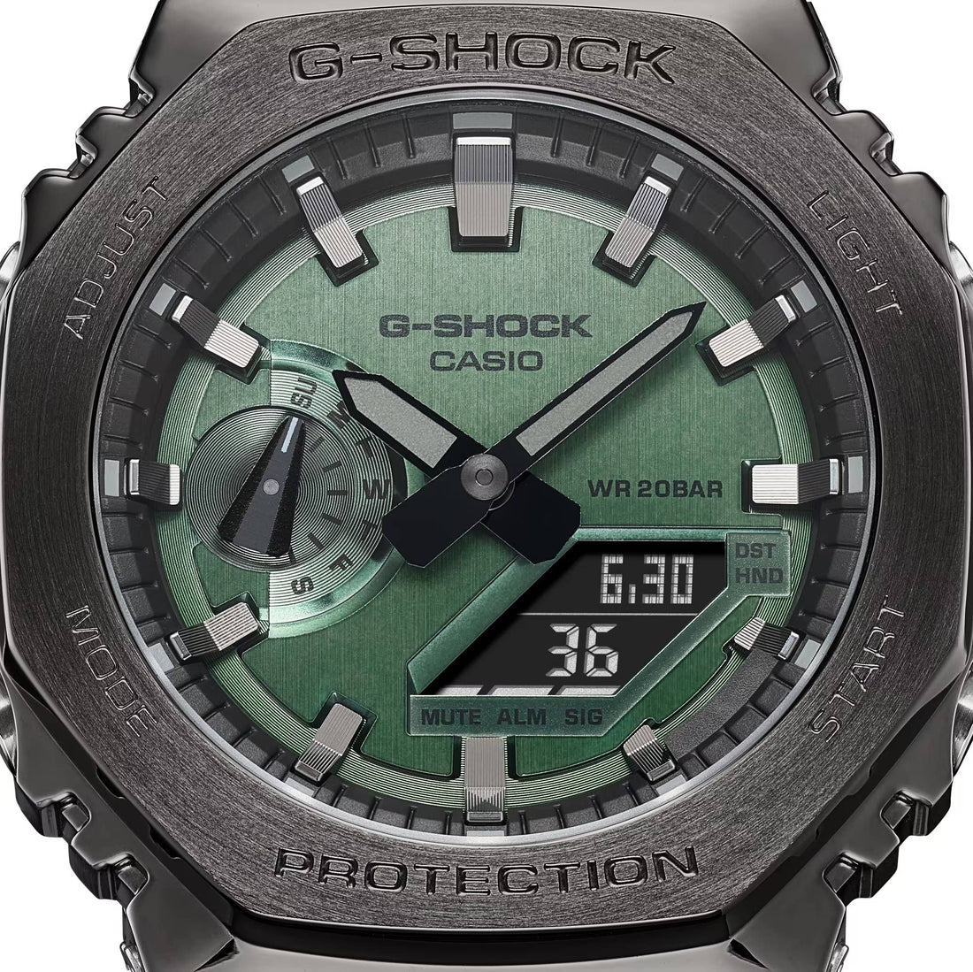 Orologio Uomo Casio G-Shock Acciaio Brunito Lucido Gomma Verde GM-2100B-3AER