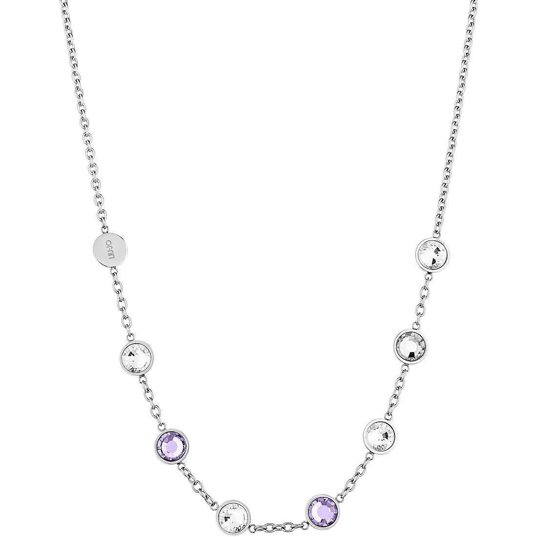 Collana Donna Liu Jo Acciaio Cristalli Bianchi E Lilla LJ1166