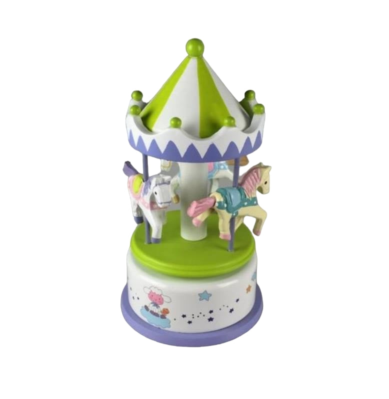 Giostra Il Mondo Dei Carillion Carosello Legno Bianco Verde 17 cm 43865
