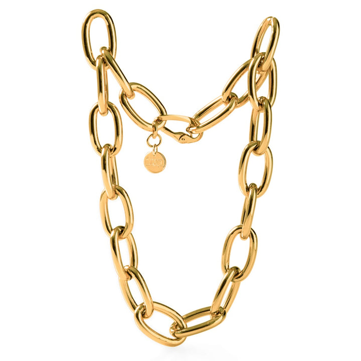 Collana Donna Unoaerre Bronzo Dorato Lucido Catena Maglia Ovale Mis 50 cm 1764