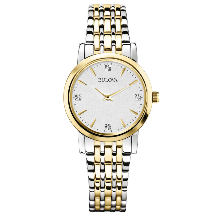 Orologio Donna Bulova Quarzo Solo Tempo Classic Acciaio Bicolore Diamanti 98P115