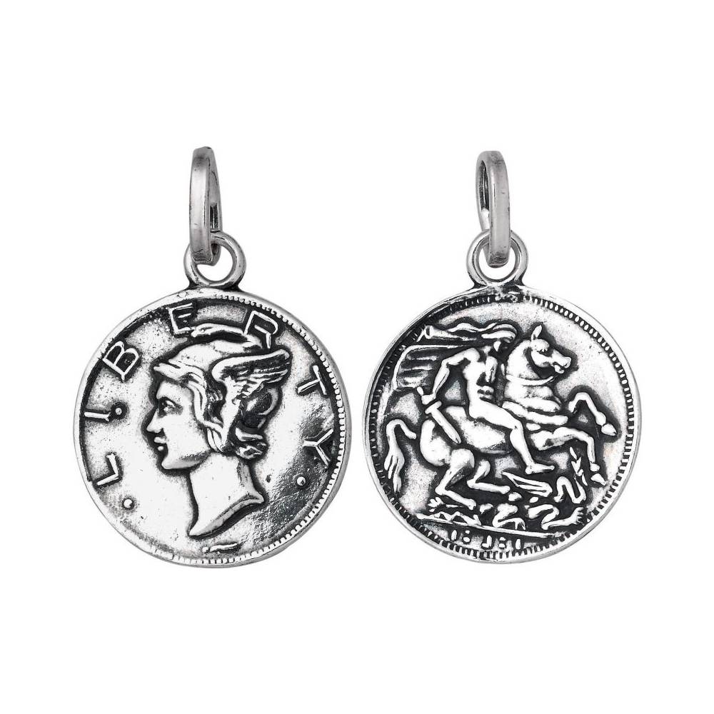 Charm Unisex Giovanni Raspini Argento 925 Medaglia Liberty Realizzata A Mano 06903