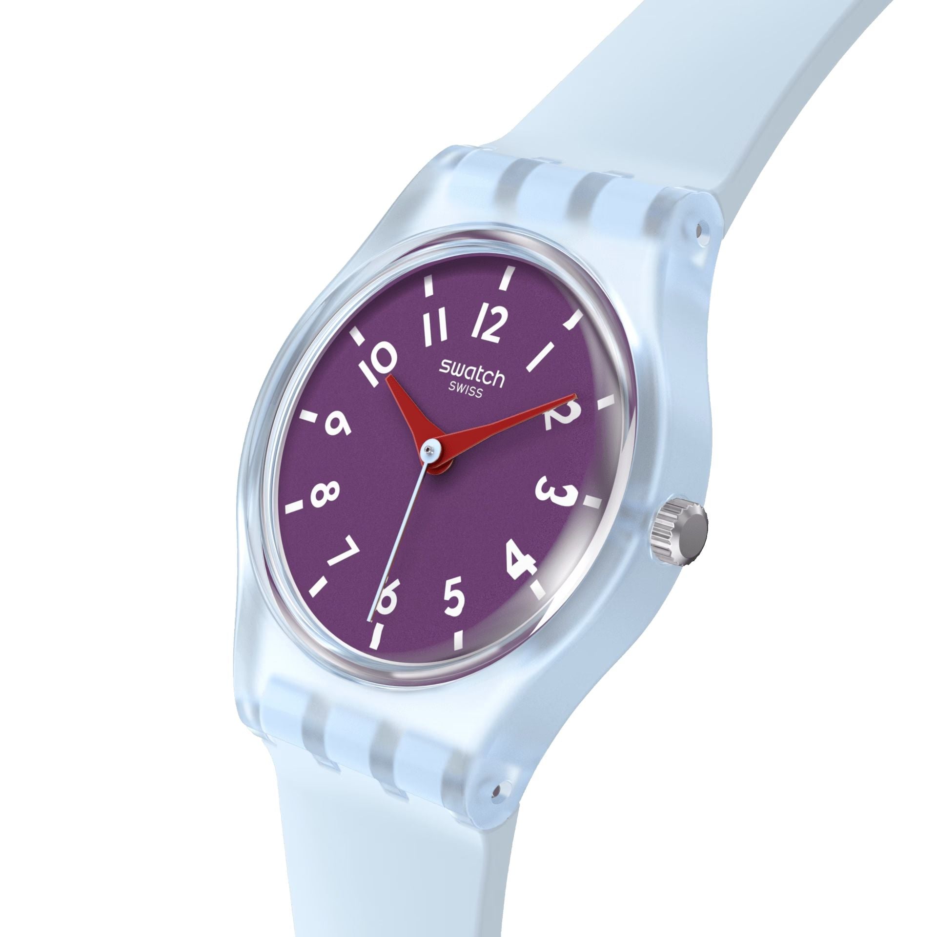 Orologio Donna Bambina Swatch Powder Plum Numeri Quarzo Bianco Viola LL126