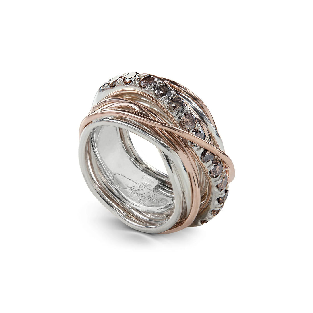 Anello Donna Filodellavita 13 Fili Arg. Oro Rosa 9 KT Diam.Brown 1.00 CT AN001ARBR