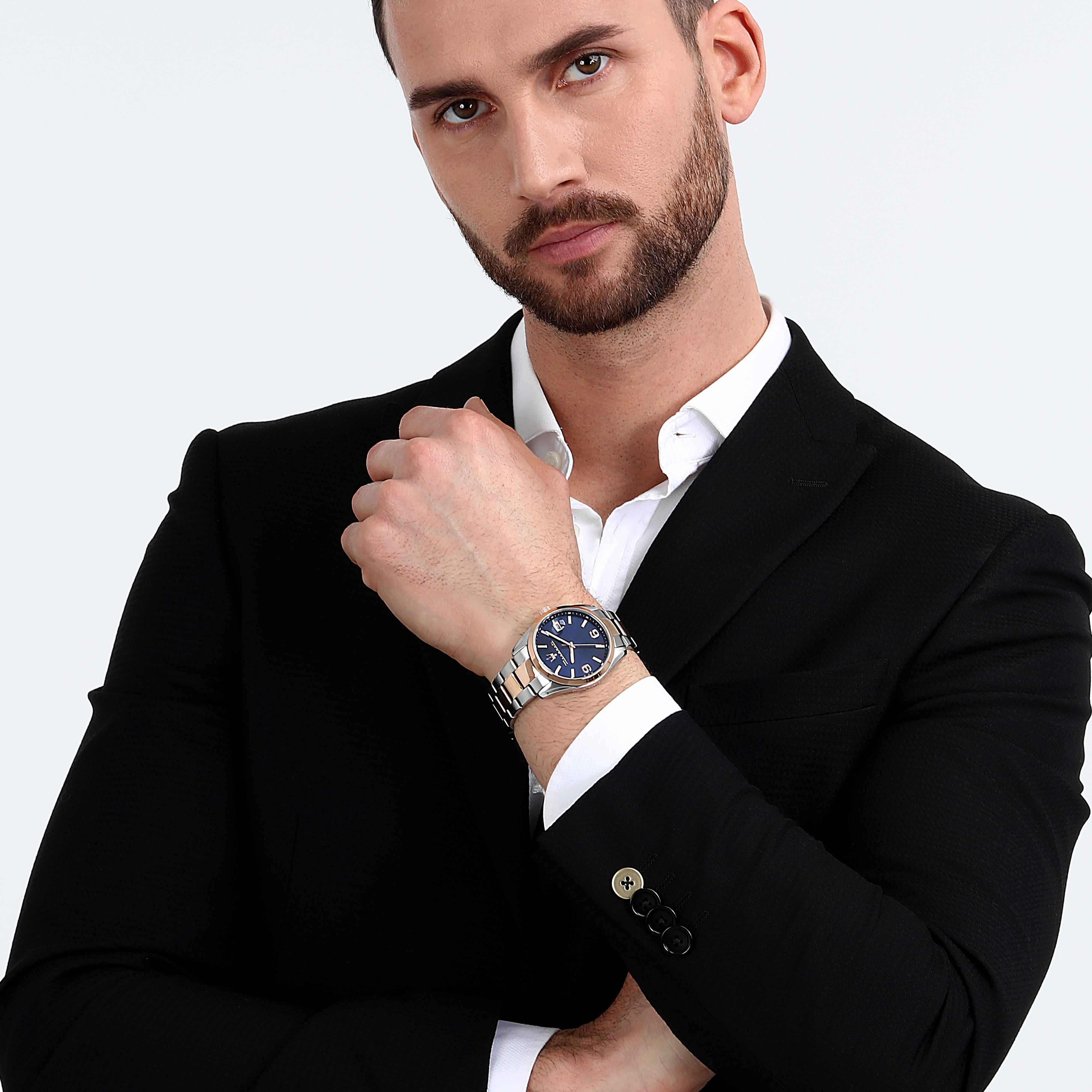 Orologio Uomo Maserati Acciaio Bicolore Quarzo Solo Tempo Data Blu R8853151006