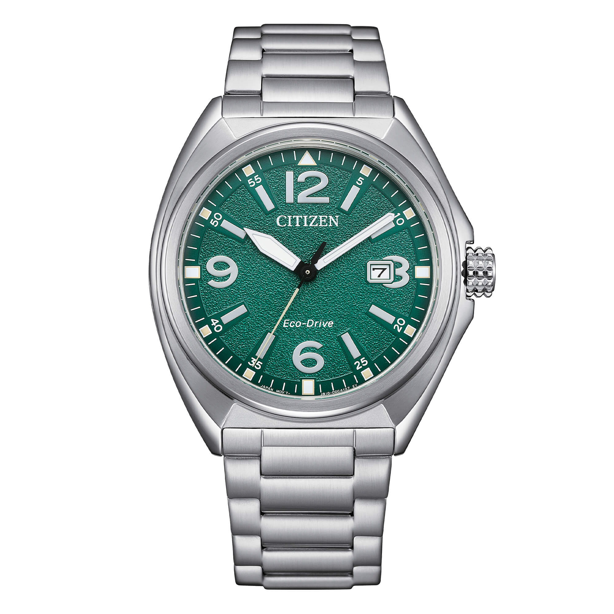 Orologio Uomo Citizen Verde Militare Eco-Drive Solo Tempo Acciaio Data AW1571-76X