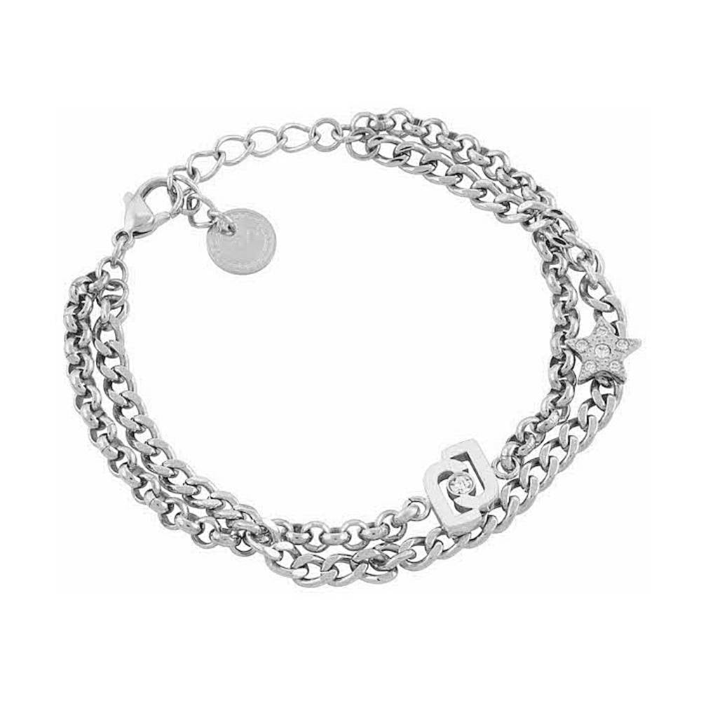 Bracciale Donna Liujo Multifilo Acciaio Bianco Stellina Zirconi LJ1681
