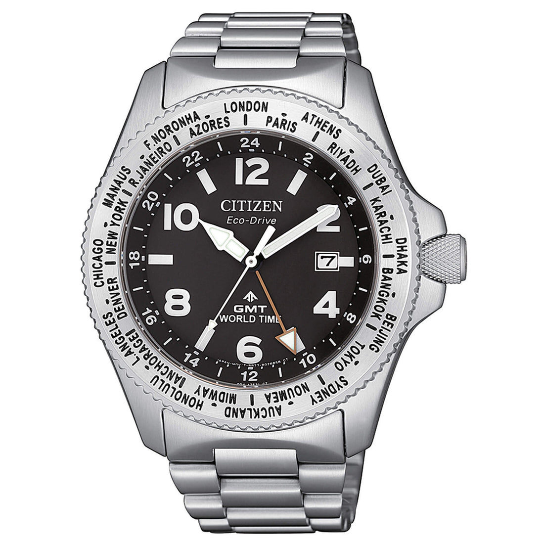 Orologio Uomo Citizen Promaster Eco Drive GMT World Time Numeri Nero BJ7100-82E