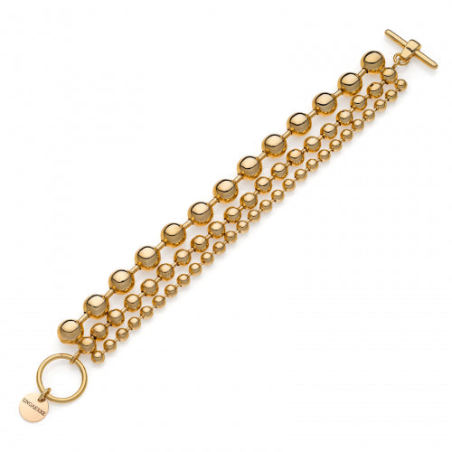 Bracciale Donna Unoaerre Bronzo Dorato Maglia Tre Fili Biglie Varie Misure 520652