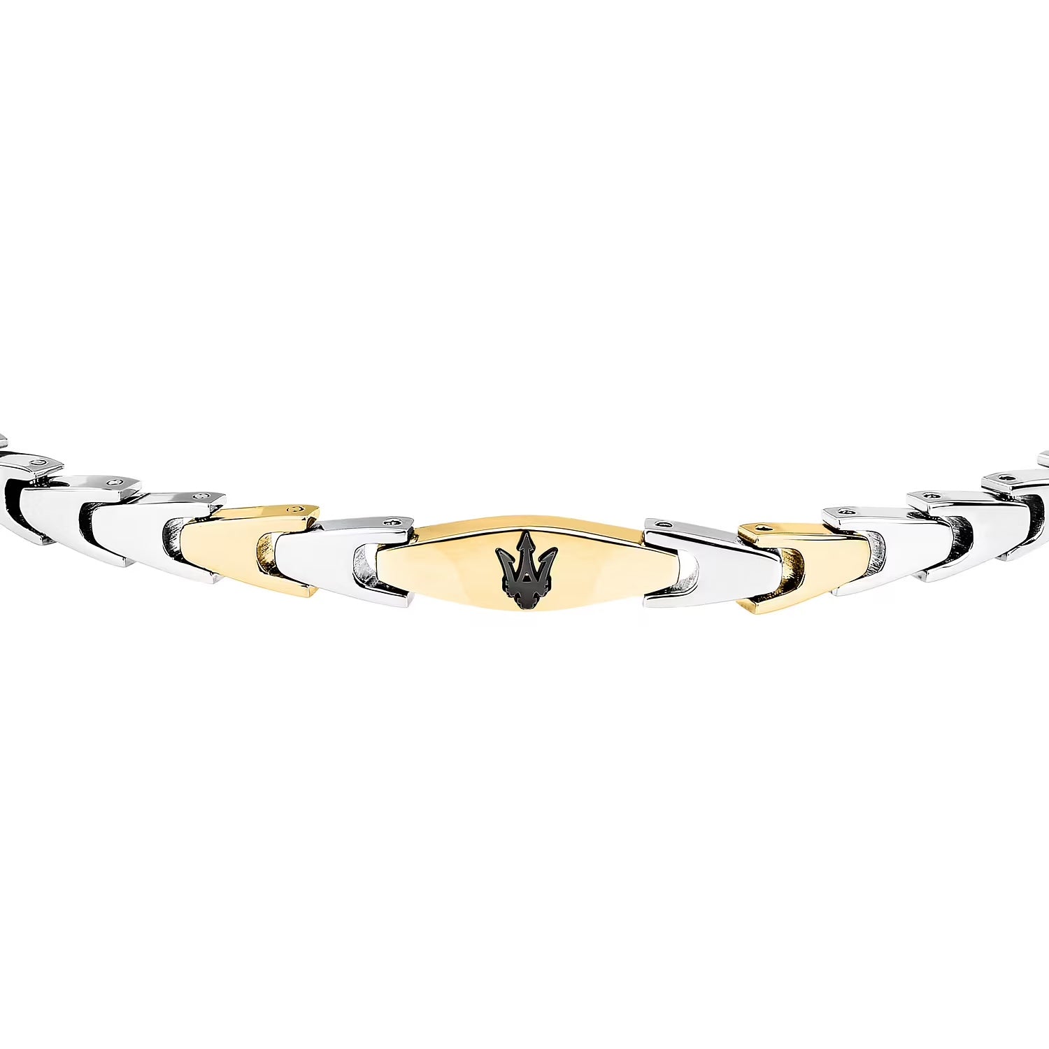 Bracciale Uomo Maserati Acciaio bicolore con Targhetta Centrale e logo PVD Blu JM225AVD84