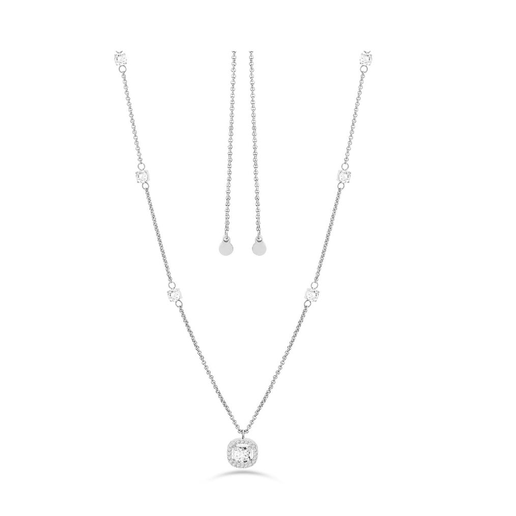 Collana Donna Liu Jo Acciaio Catena Rollò con pietra quadrata  LJ2255