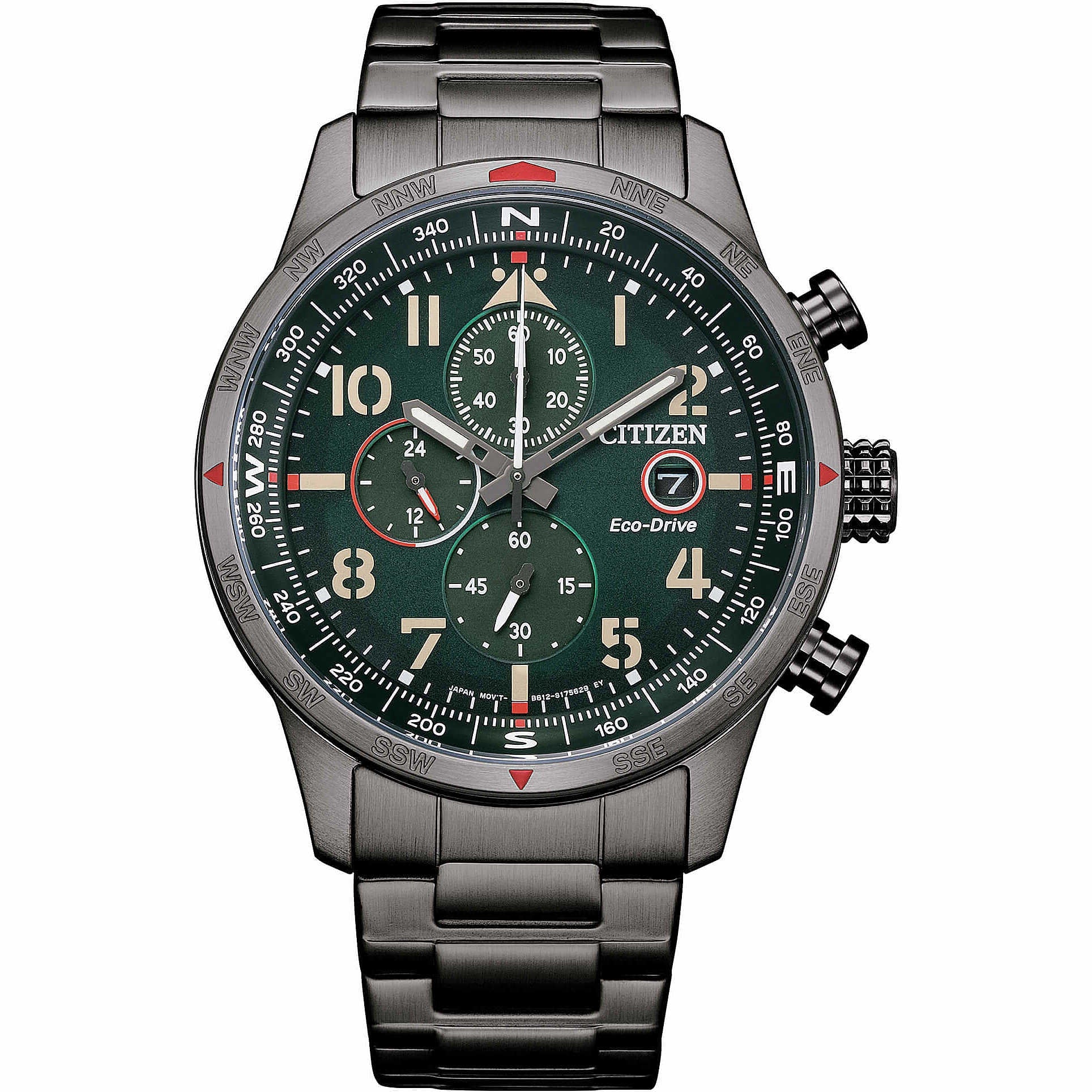 Orologio Uomo Acciaio Citizen Cronografo Aviator  Eco Drive CA0797-84X