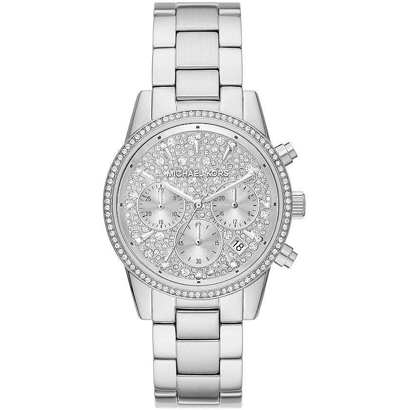 Orologio Donna Michael Kors Ritz Acciaio Zirconi Quarzo Cronografo MK7301