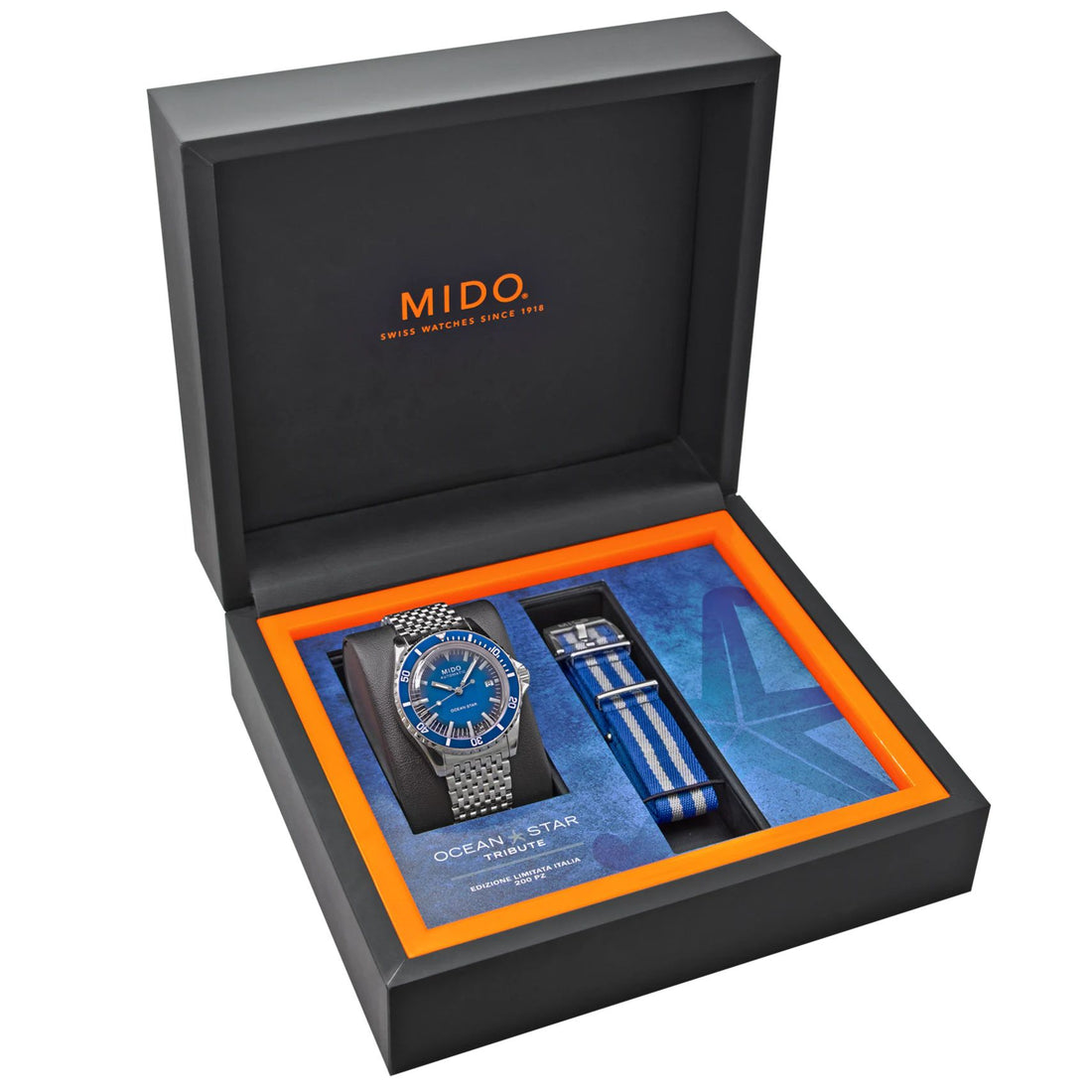 Orologio Uomo Mido Acciaio Automatico Data Cinturino Tessuto Blu M0268071104100