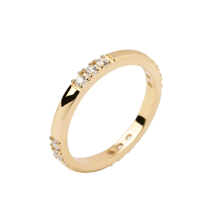 Anello Donna PDPaola Argento 925 Dorato Aperto Zirconi Bianchi AN01-814-12