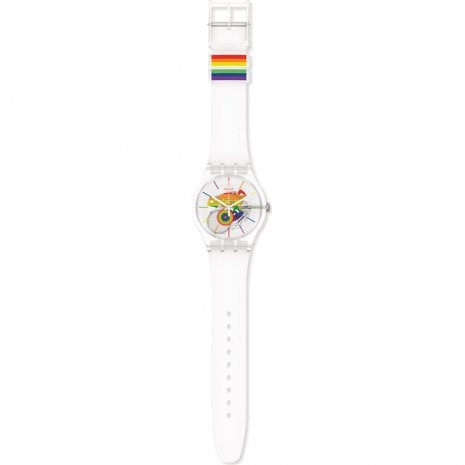 Orologio Uomo Swatch Quarzo SO29K103  Multicolour Transparent Silicone Watch