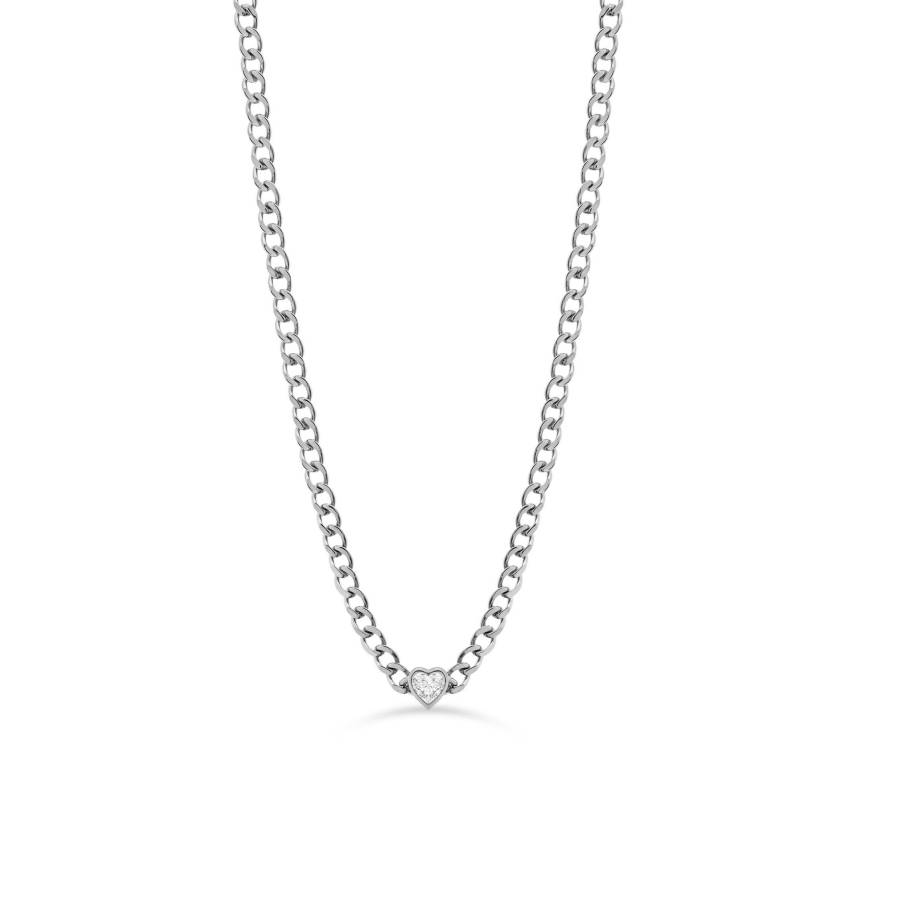 Collana Donna Liu Jo Acciaio Zircone Cuore Catena Groumette LJ2317