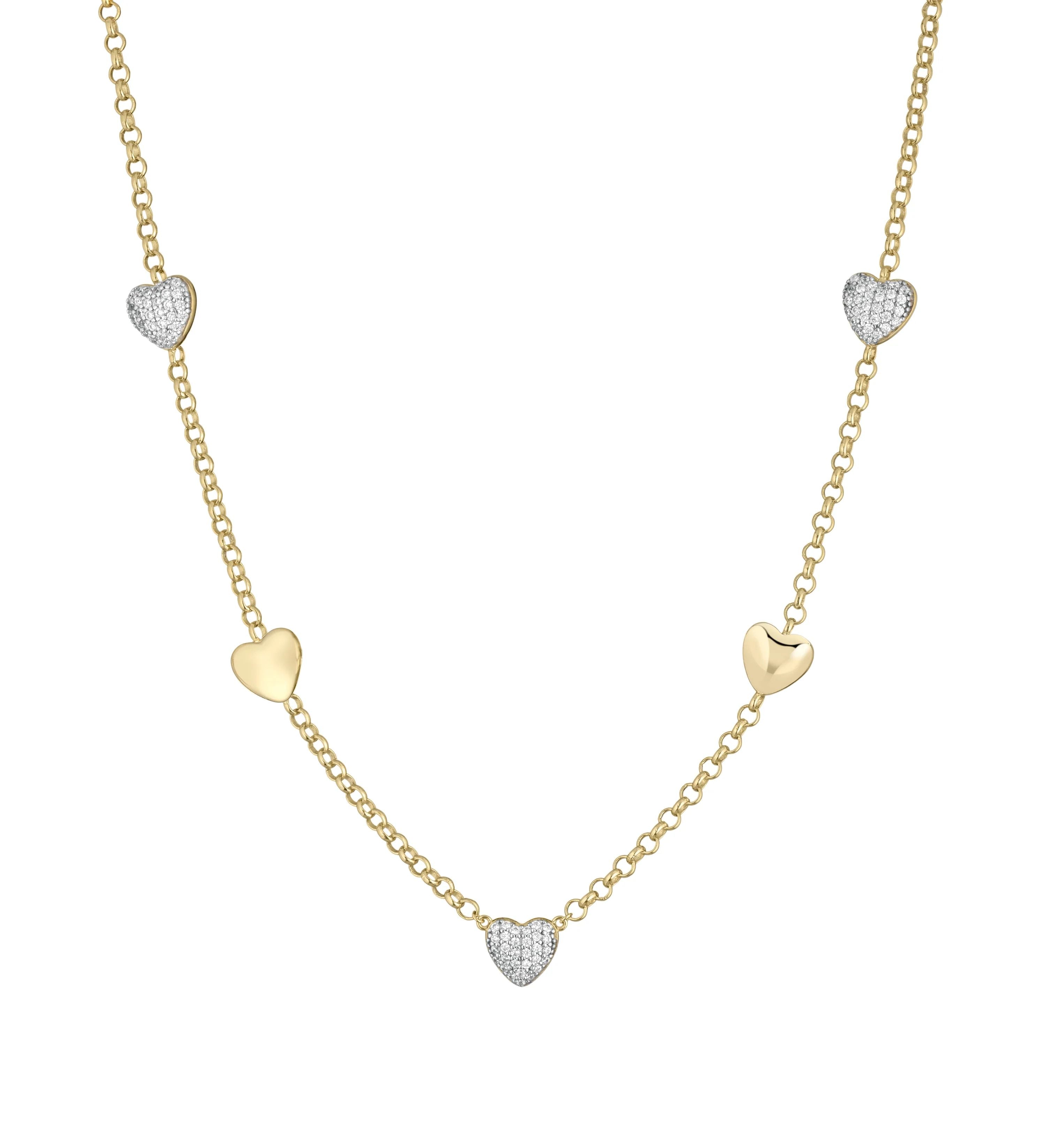 Collana Donna Sogni Argento 925 Cuori Dorati Zirconi Bianchi CL120GB