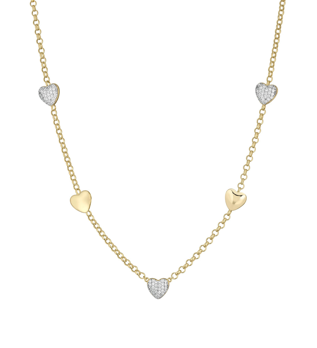Collana Donna Sogni Argento 925 Cuori Dorati Zirconi Bianchi CL120GB
